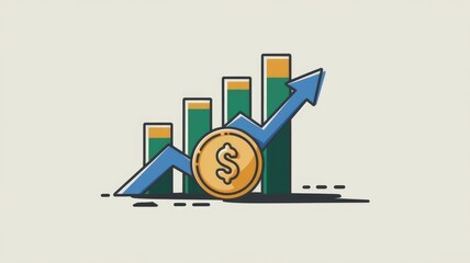 Aufkleber - Upward trending bar graph showing financial growth and increasing profits.