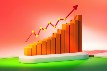 Aufkleber - An upward trending bar graph shows consistent growth and progress over time.