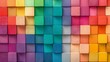 © Generative ART - Vibrant geometric pattern of colorful wooden blocks arranged in a seamless gradient spectrum.