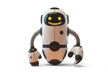 Poster - A friendly  white robot with black accents and a smiling face.
