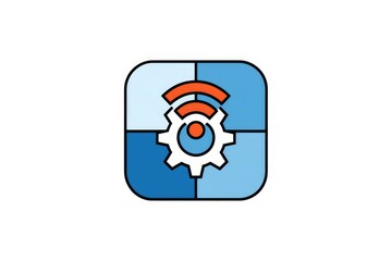 Fototapete - Connected gear mechanism  symbolizing smart technology and network integration.