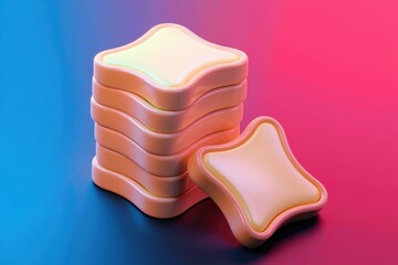 Aufkleber - Stack of pastel colored  star shaped objects on a gradient background.