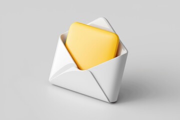 Poster - A white envelope with a yellow message inside  representing email or message delivery.