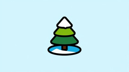 Poster - A simple illustration of a snow covered evergreen tree  minimalist design.