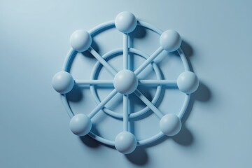 Fototapete - Abstract 3D rendering of a network or molecule structure with interconnected nodes.
