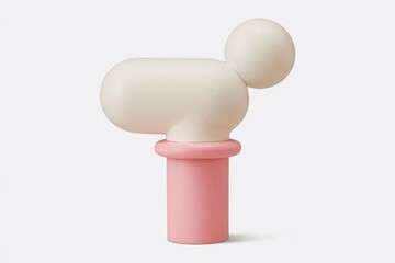 Poster - A minimalist sculpture featuring off white forms atop a pink cylindrical base.