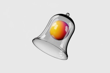 Poster - A vibrant  gradient sphere rests securely under a transparent glass bell.