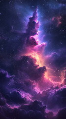 Wall Mural - A vibrant cosmic scene filled with colorful nebulae and stars, showcasing the beauty of space.