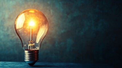Leinwandbilder - Bright light bulb shining in the dark representing ideas and innovation
