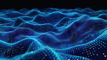 A blue wave with a lot of dots on it