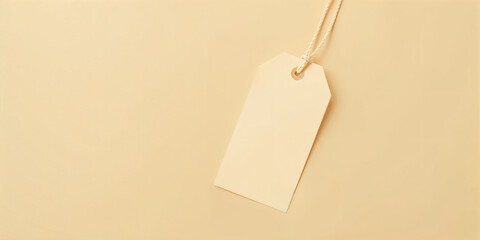 brown cardboard paper tag with rope on brown background