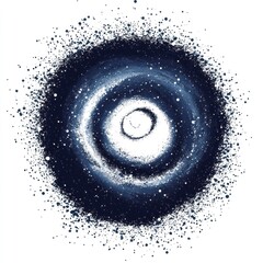 Wall Mural - Abstract Cosmic Swirl Illustration Depicting Stars, Galaxies, and the Vastness of Space in Dark Blue and White Shades with a Spiral Design