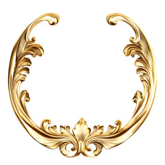 Wall Mural - Oval baroque frame made of shiny gold with acanthus leaves decorations, isolated on transparent background