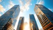 © Koh's Smart - Towering glass skyscrapers that reach towards the sky, gleaming in the sunlight, creating a stunning urban landscape ideal for corporate offices and businesses to thrive in.