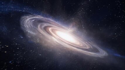 Wall Mural - volumetric effect of space with stars, drifting particles, and a glow from a distant galaxy