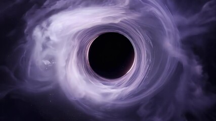 Wall Mural - spinning black hole surrounded by volumetric space clouds and light distortions
