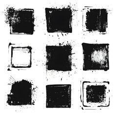 Leinwandbilder - Nine bold grunge paint brush strokes on a transparent background, perfect for adding texture and artistry to designs