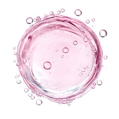Fototapete - Pink water forming a circle with bubbles and splashes on a transparent background, perfect for beauty and healthcare products