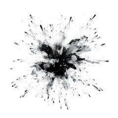 Leinwandbilder - Black paint splashing on transparent background, creating dynamic burst of abstract texture with motion and energy. Ideal for wallpapers and overlays