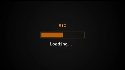 Wall Mural - 8-bit pixel vintage orange loading bar. loading bar 0 to 100. status bar showing loading process on 