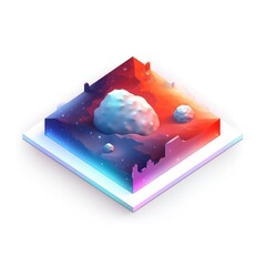 Wall Mural - isometric asteroid field in space.