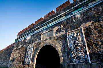 Wall Mural - Close-up Gong-Chen gate(north gate) of Fengshan City Ruins in Kaohsiung, Taiwan. it was built in the 61st year of the Qing dynasty of Emperor Kangxi. (1722).