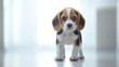 © Aisha - A tiny beagle puppy with floppy ears, standing in front of a white wall.