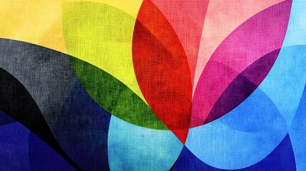 Wall Mural - Colorful geometric abstract design with overlapping shapes and gradients.