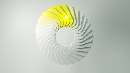 Wall Mural - Abstract circular design featuring a gradient from yellow to white, illuminated by a central light source, creating a visually appealing pattern