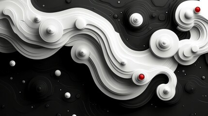 Wall Mural - Abstract black and white liquid wave background 