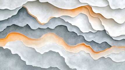 Wall Mural - abstract layered waves with gray and orange tones on textured surface, suitable for backgrounds or a