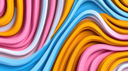 Wall Mural - Colorful abstract waves in pink, blue, white, and yellow create a vibrant, dynamic background.