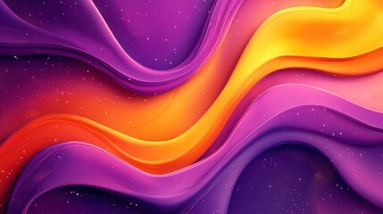 Wall Mural - Vibrant waves of orange, purple, and pink colors create a dynamic abstract background.