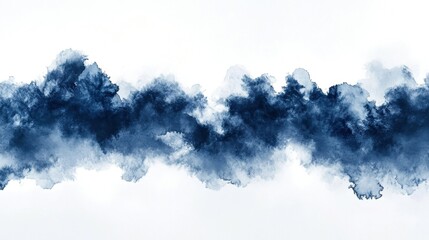 Wall Mural - Abstract watercolor texture with dark blue hues on a white isolated background.
