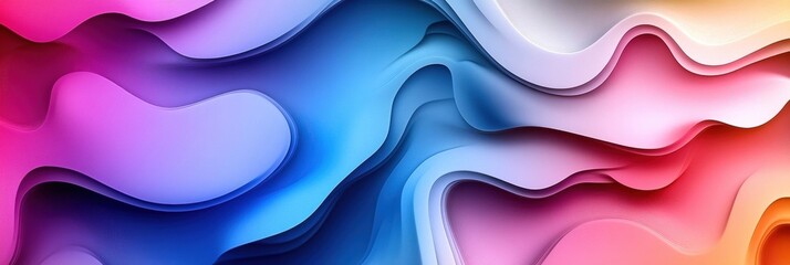 Wall Mural - Colorful abstract wave background with smooth gradients and flowing layers in pink, blue, and orange hues.
