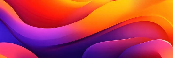 Wall Mural - Colorful abstract waves with a gradient of purple, pink, and orange on a dark background.