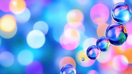 Wall Mural - Colorful bubbles with a dreamy background, creating a vibrant abstract effect, perfect for creative projects.