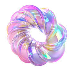 Leinwandbilder - Iridescent holographic torus in abstract rotation against transparent backdrop, ideal for tech, futuristic, or design projects