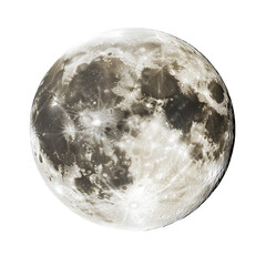 Poster - Close-up view of the full moon with visible craters and surface texture, isolated on a transparent background