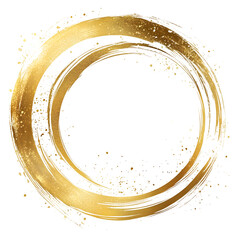 Poster - Elegant gold brush strokes forming a circular frame, adding a touch of luxury and sparkle to designs with transparent background