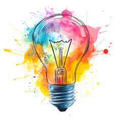 Poster - Vibrant light bulb artwork symbolizing creativity, innovation, and fresh concepts, on a clear background