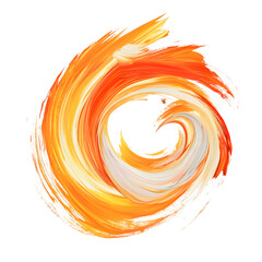 Leinwandbilder - Dynamic spiral of orange and white brushstrokes on transparent background, ideal for infusing artistic flair into designs