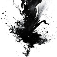 Leinwandbilder - Energetic black ink splashes and swirls on a clear backdrop, ideal for bringing a striking element to designs