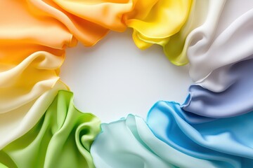 Poster - Colorful Silk Fabric on White Background for Design and Decor
