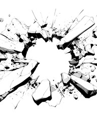 Poster - Abstract manga style design featuring dynamic explosion of shattered glass, creating dramatic and energetic visual effect. intricate details and bold lines enhance sense of movement