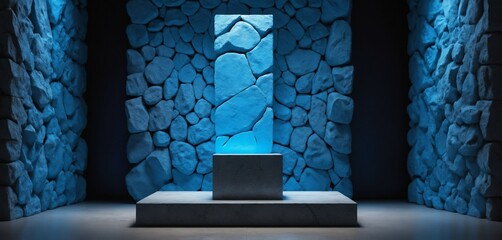 Wall Mural - Detailed Stone Podium in Cool Light