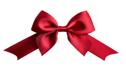 Wall Mural - Red ribbon bow with elegant loops and tails, perfect for gifts and decorations. isolated on white/transparent background