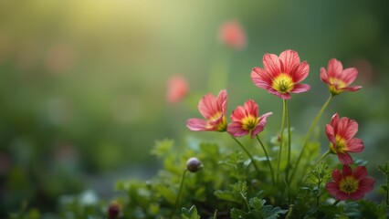 Poster - A bunch of pink flowers that are in the grass