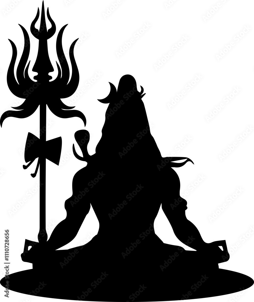 Hindu God Silhouette Shiva Vector Image Stock Vector | Adobe Stock