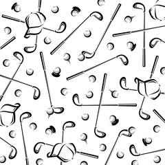 Golf background, pattern set. Collection icons golf. Vector